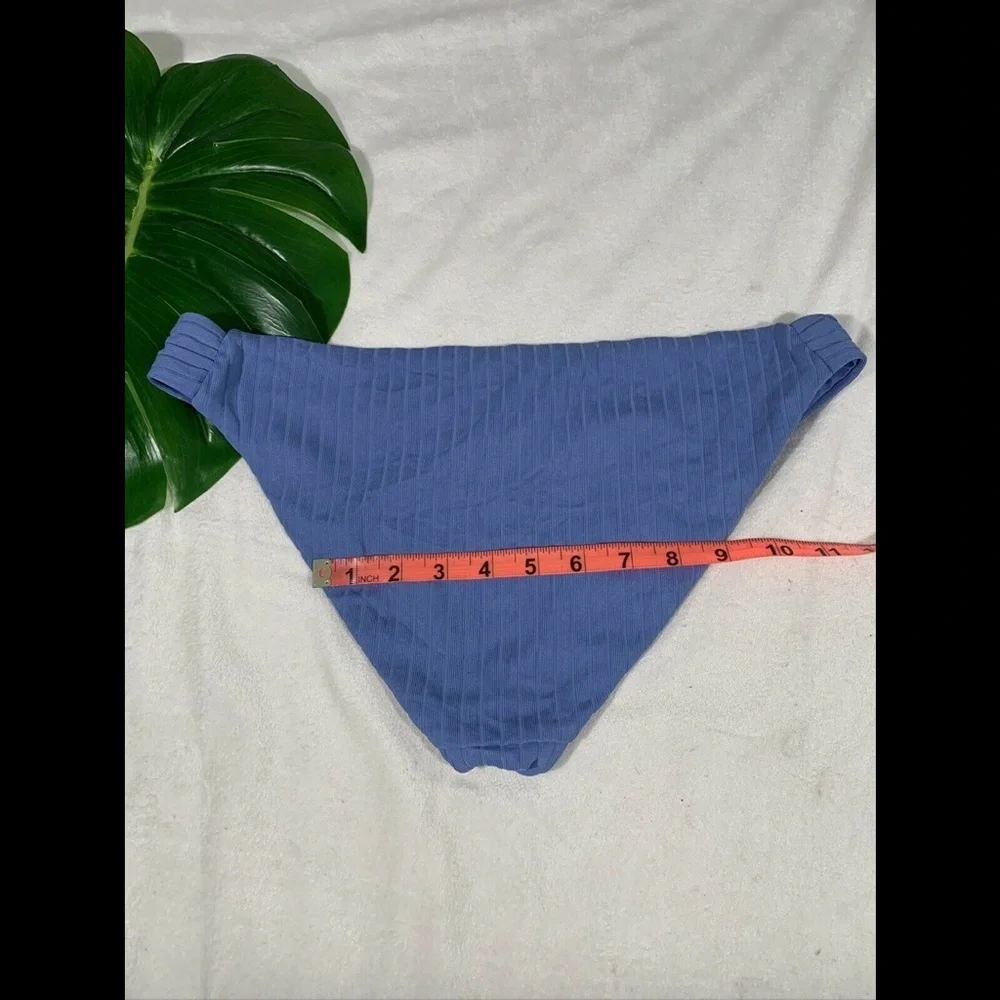 NWT $58‎ Becca Blue MIS Loreto Ribbed Bikini Bottom